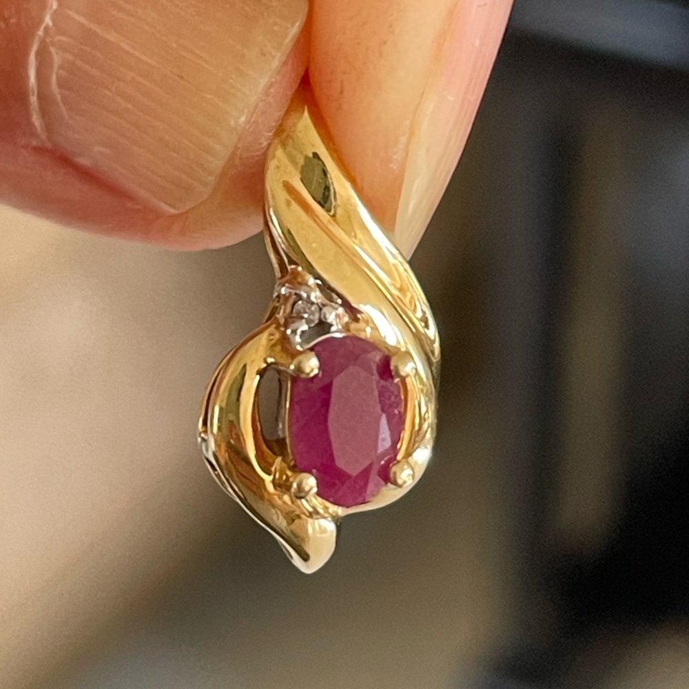 10K Ruby And Diamond Pendant